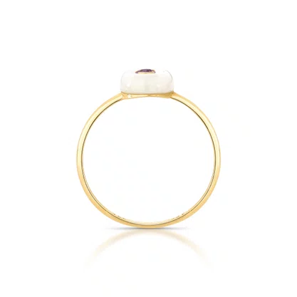 Anel em ouro amarelo com Madre Pérola Oval e Ametista Oval