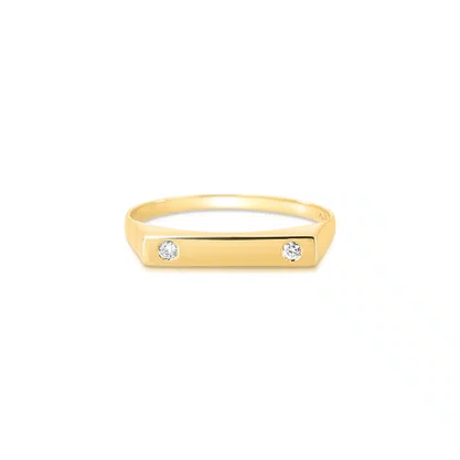 Anel em Ouro amarelo de chapa com diamante