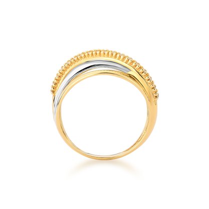 Anel em Ouro Amarelo e Branco Entrelaçado com Diamante