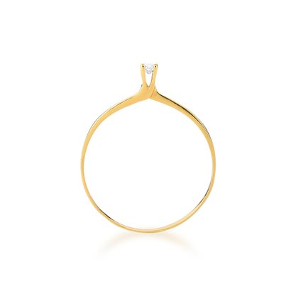 Solitário ouro amarelo com 5 pontos diamante