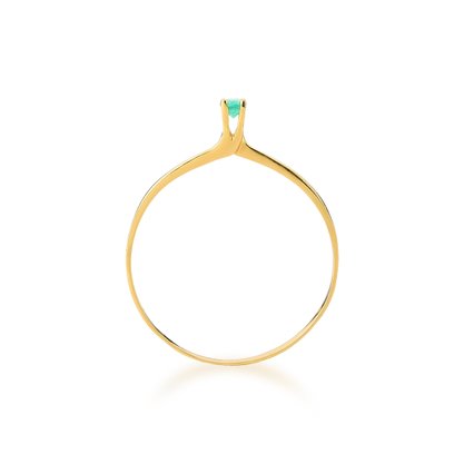 Solitário ouro amarelo com esmeralda