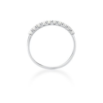 Meia Aliança em Ouro Branco com Diamantes