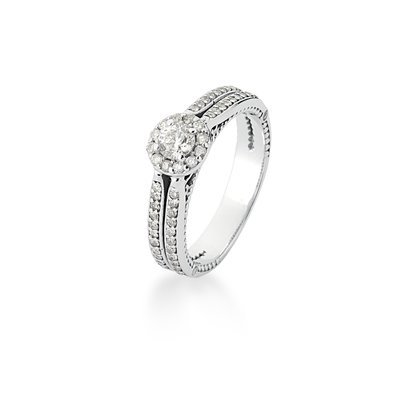 Solitário ouro branco com diamantes
