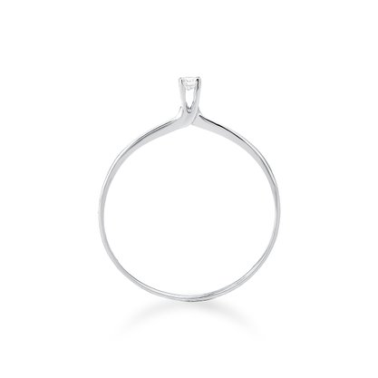 Anel Solitário em Ouro Branco com 5 Pontos de Diamante