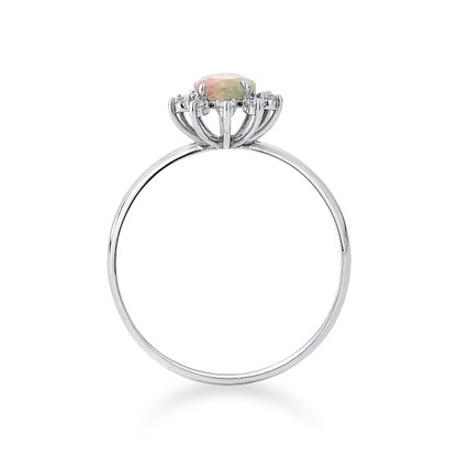 Anel em Ouro Branco com Turmalina Melancia Gota e Diamantes