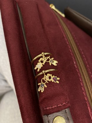 Anel Lanzara Casal de Filhos em Ouro Amarelo com Diamantes