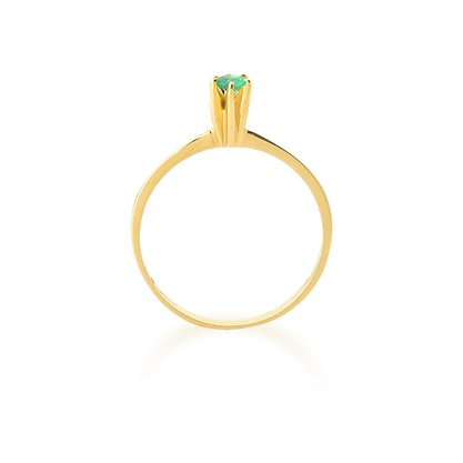 Solitário ouro amarelo com esmeralda 10 pontos