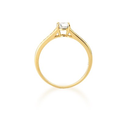 Solitário ouro amarelo com diamantes