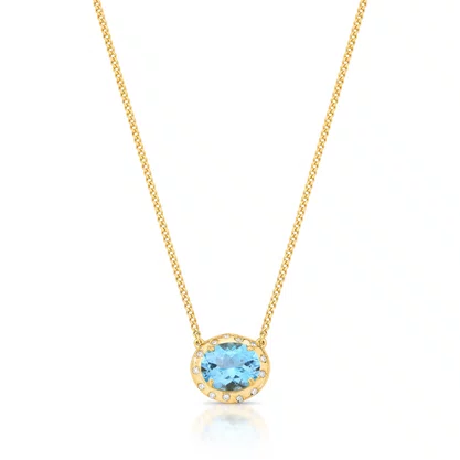 COLAR OURO AM 18K COLEÇÃO TOP OVAL 8X6 E 13 BRIL 0,7 PT 