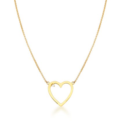 Colar Coração ouro amarelo com Diamante