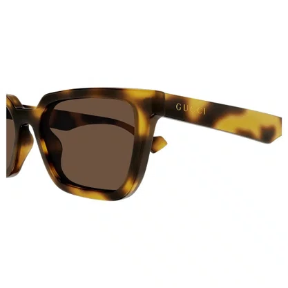 Óculos de Sol Gucci GG1539S-005 55 Acetato Amarelo Mesclado com lentes na cor Marrom