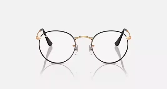 Óculos Armação Dourado com Preto Rayban ROUND METAL OPTICS 0RB3447V 3173