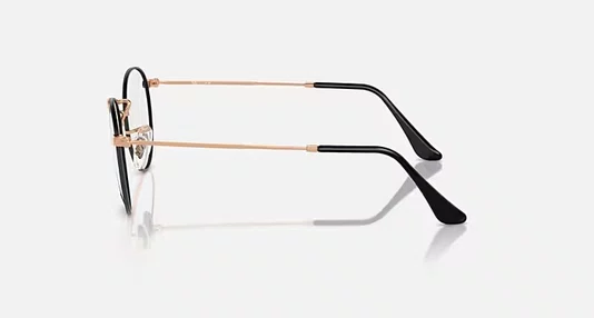 Óculos Armação Dourado com Preto Rayban ROUND METAL OPTICS 0RB3447V 3173