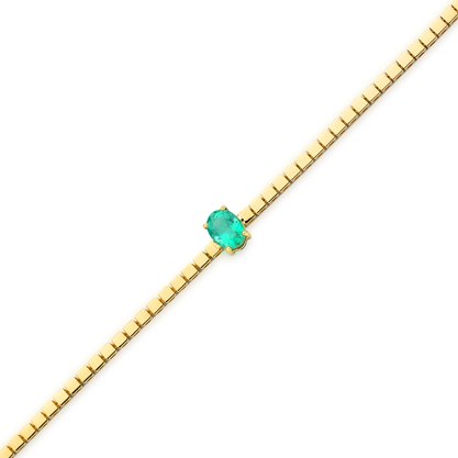 Pulseira Riviera em Ouro Amarelo com Esmeralda