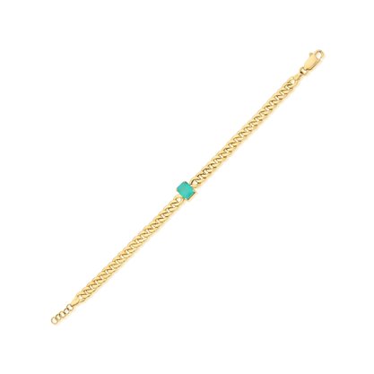 Pulseira Groumet em Ouro Amarelo com Esmeralda