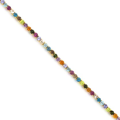 Pulseira Riviera em Ouro Amarelo com Tanzanita, Morganita, Turmalina e Pedras Brasileiras