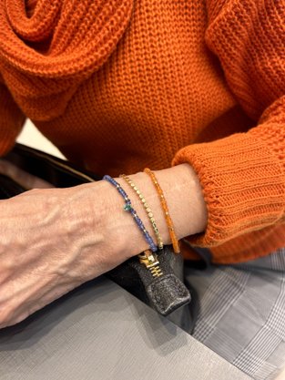 Pulseira em Ouro Amarelo com Safiras Azul e Esmeralda