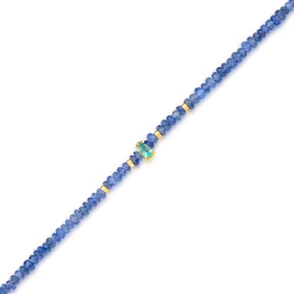 Pulseira em Ouro Amarelo com Safiras Azul e Esmeralda