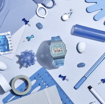 Relógio Casio Vintage Transparente Azul F-91WS-2DF-SC