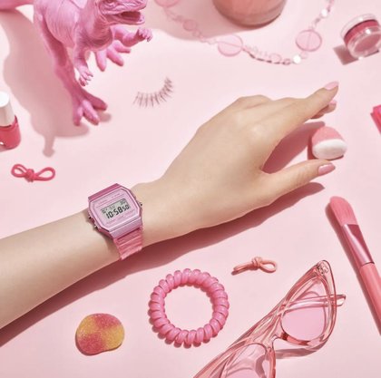 Relógio Casio Standard Rosa transparente F-91WS-4DF