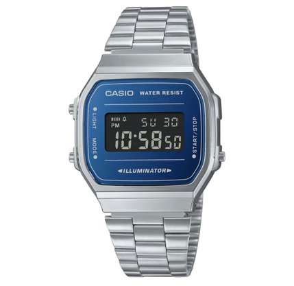 REL.CASIO VINTAGE /AÇO COM FUNDO AZUL ESCURO