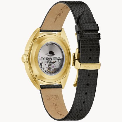 Relógio Bulova Automático Frank Dourado e Couro 97B196N