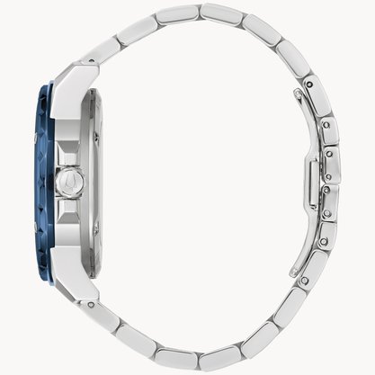 Relógio Bulova Automático Masculino Azul Marine Aço Prata 98A302N