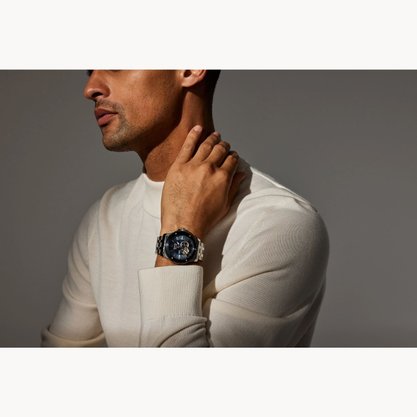 Relógio Bulova Automático Masculino Azul Marine Aço Prata 98A302N