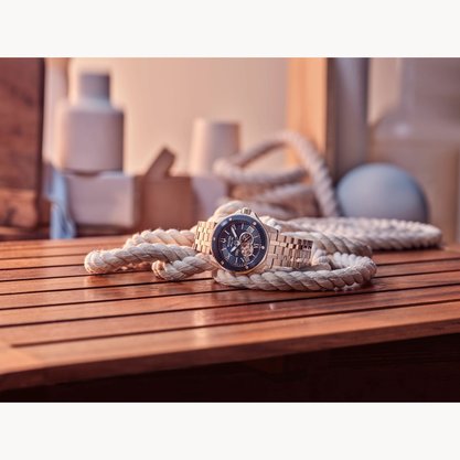 Relógio Bulova Automático Masculino Azul Marine Aço Prata 98A302N