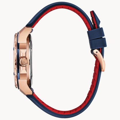 Relógio Bulova Marine Star Masculino Em Silicone Azul 98A227