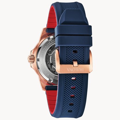 Relógio Bulova Marine Star Masculino Em Silicone Azul 98A227