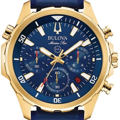 Relógio Marine Star Bulova Masculino Silicone Azul 97B168N