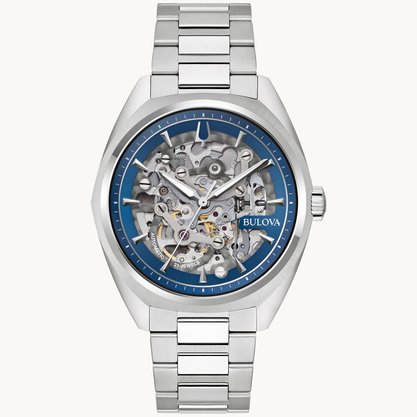 RELOGIO BULOVA SURVEYOR AUTOMATICO PRATA AMOST AZUL