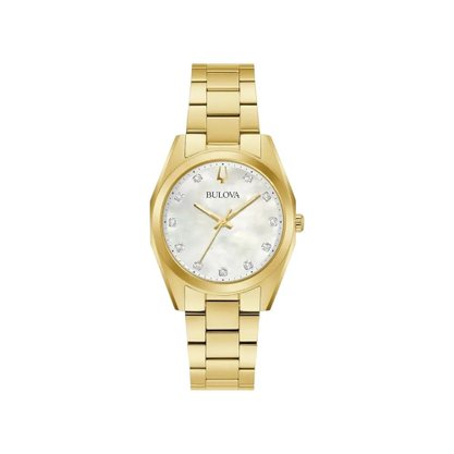 RELOGIO BULOVA SURVEYOR FEM DOURA AMOST PEROLADO 11 BRILH