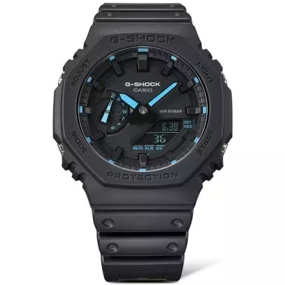 Relógio CASIO G-SHOCK unissex preto e azul GA-2100-1A2DR