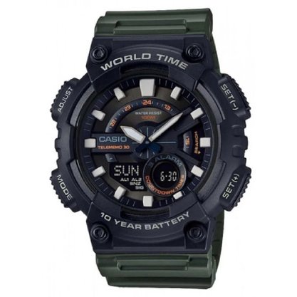 RELOGIO CASIO STANDARD PRETO E VERDE PRATA
