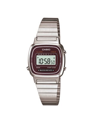 Relógio Casio Vintage Prateado e Bordo