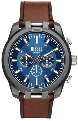 Relógio Diesel Masculino Couro Marrom e Grafite e Azul DZ4643B1