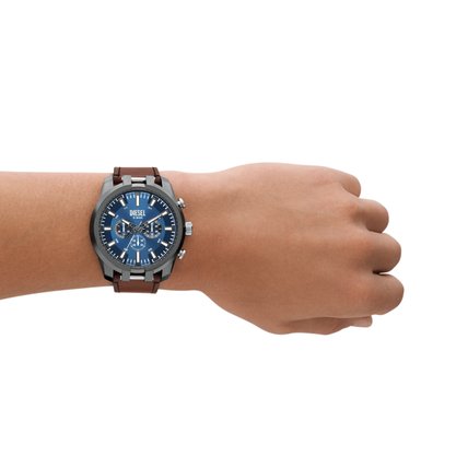 Relógio Diesel Masculino Couro Marrom e Grafite e Azul DZ4643B1