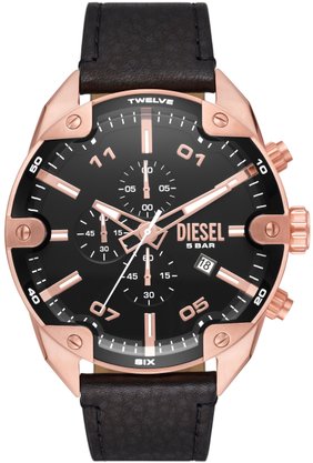Relógio diesel Masculino Couro Preto e Rose DZ4607B1-P2PX