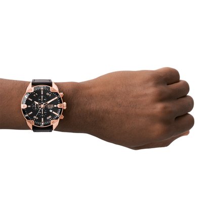 Relógio diesel Masculino Couro Preto e Rose DZ4607B1-P2PX