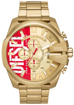 Relógio DIESEL Mega Chief dourado masculino Dourado e Vermelho DZ4642B1 CVKX