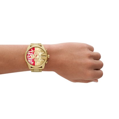 Relógio DIESEL Mega Chief dourado masculino Dourado e Vermelho DZ4642B1 CVKX