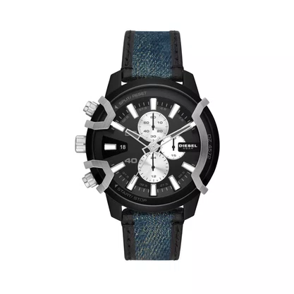 Relógio DIESEL Grifeed Preto e Prata com Jeans DZ4572B1