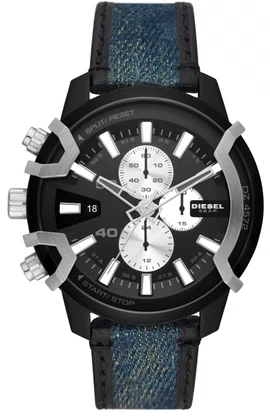 Relógio DIESEL Grifeed Preto e Prata com Jeans DZ4572B1