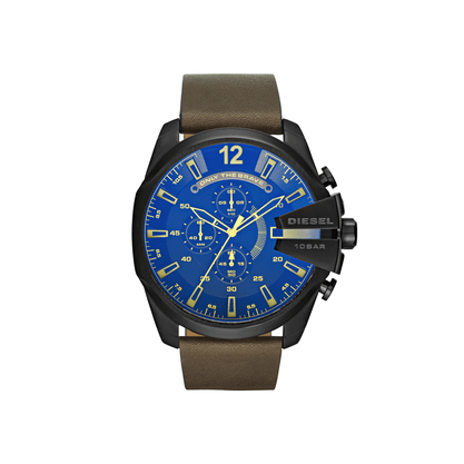Relógio Diesel Mega Chief Masculino Couro Marrom e Preto