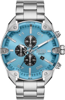 Relógio Diesel Masculino Aço Prateado e Azul  DZ4655B1-A2SX