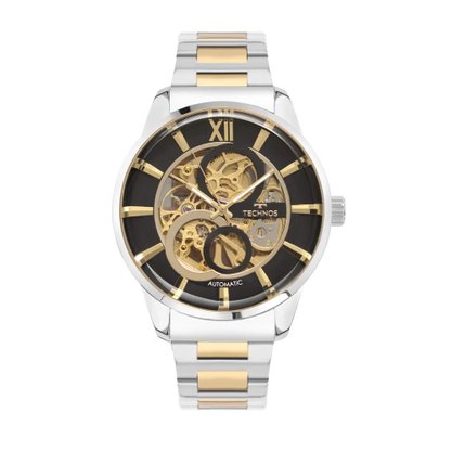 RELOGIO TECHNOS CAIXA E PULS.AÇO/DOURADO AUTOMATICO