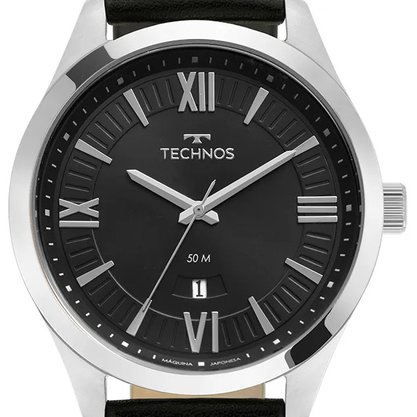 Relógio Masculino Technos Couro Preto 2115MZPS/0P