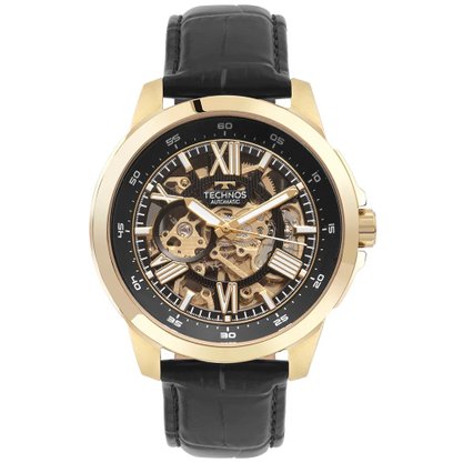 RELOGIO TECHNOS CX DOURADO E PULS COURO /AUTOMATICO